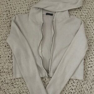Brandy Melville white zip up Ribbed Cardigan